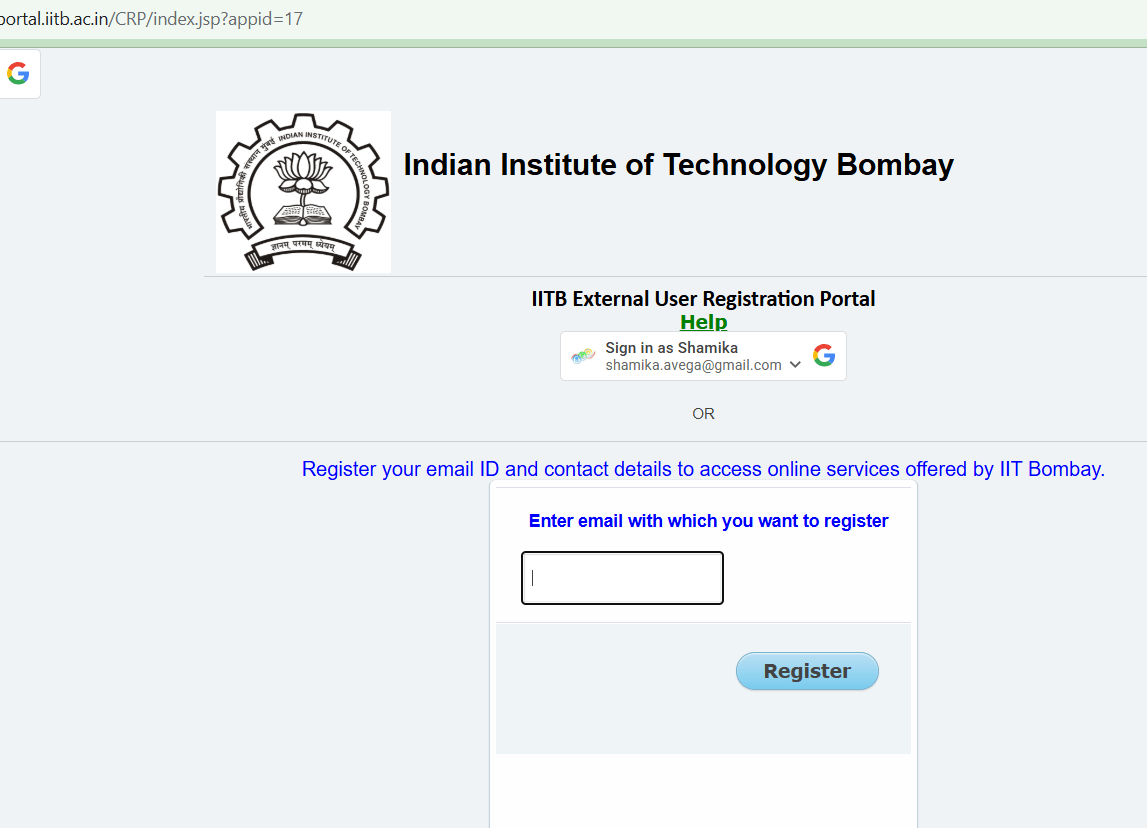 IITB External User Registration Portal