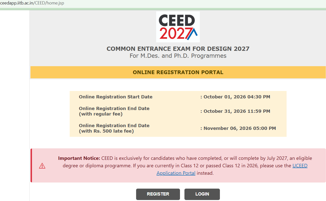 Official CEED 2027 Registration Portal Home